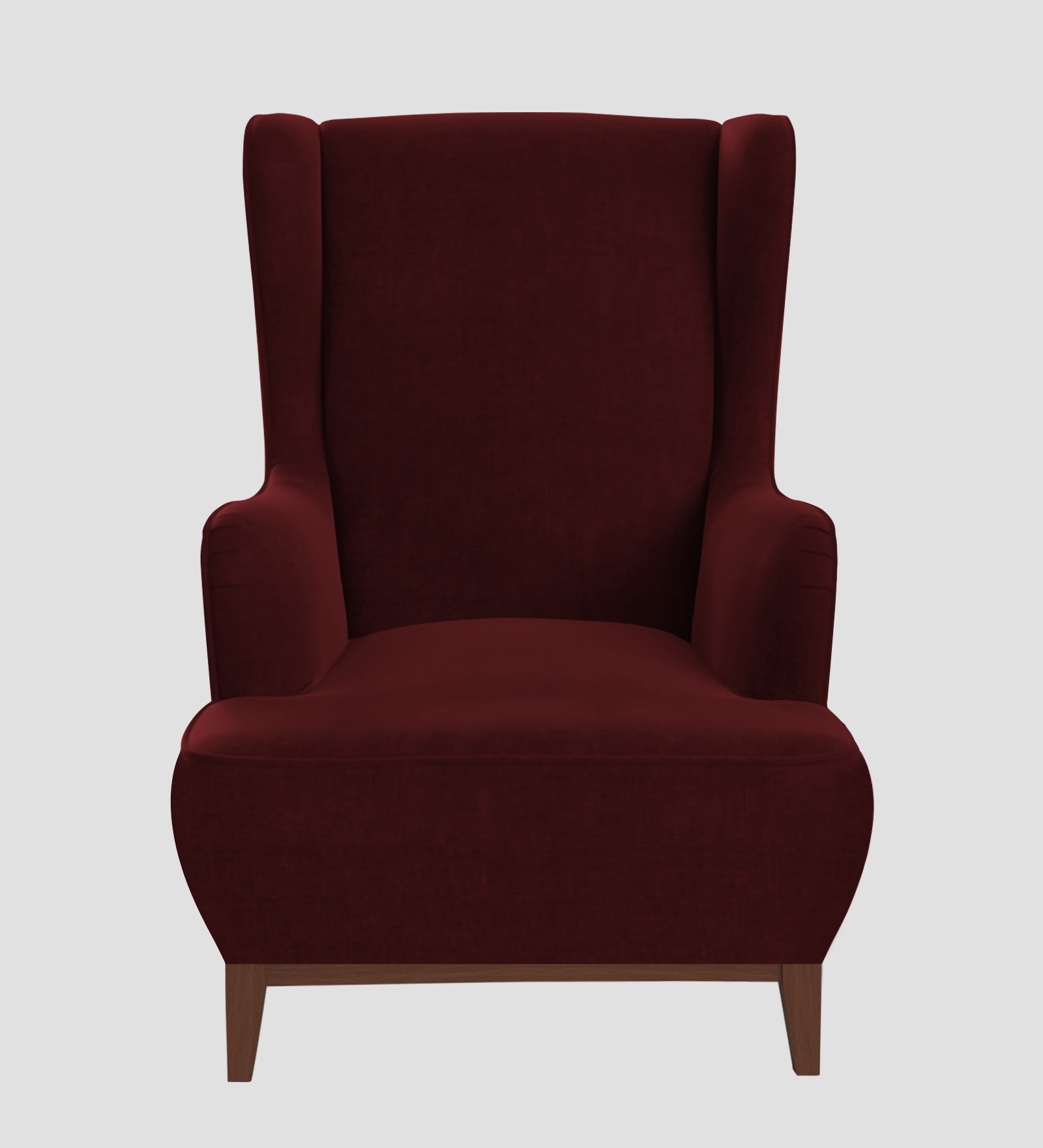 Suri Velvet 1 Seater Wing Chair in Blood Maroon Colour