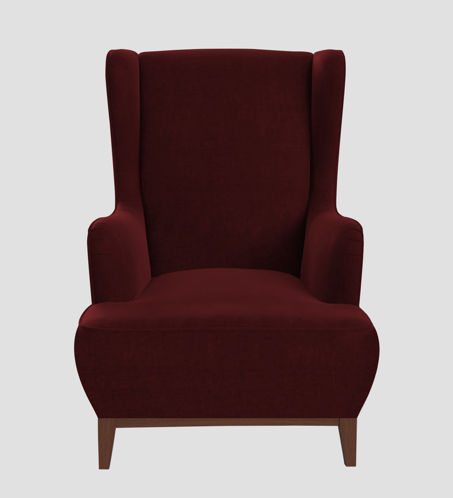 Suri Velvet Wing Chair In Blood Maroon Colour - Febonic Living