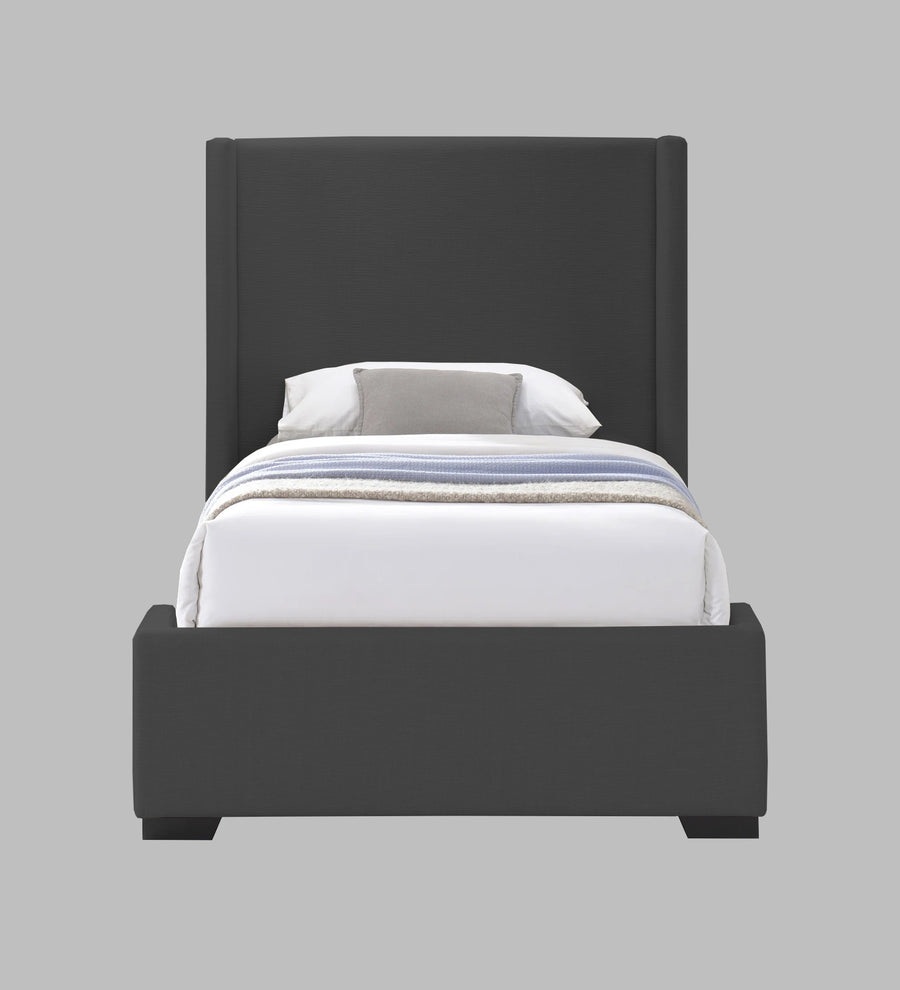 Kirby Fabric Upholstered Single Size Bed In Charcoal Grey Colour - Febonic Living