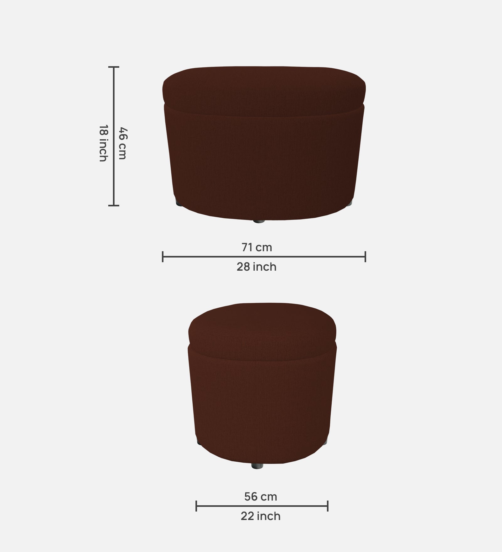 Ruggy Fabric Storage Ottoman in Coffee Brown Colour