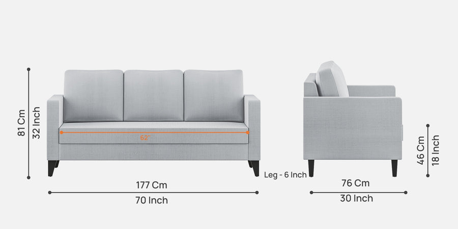 Nori Fabric 3 Seater Sofa In Coin Grey Colour - Febonic Living