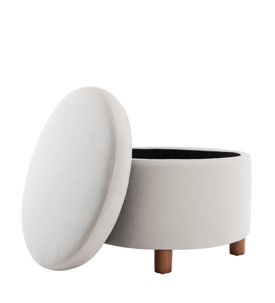 Larky Fabric Ottoman In Lit Grey Colour With Storage - Febonic Living