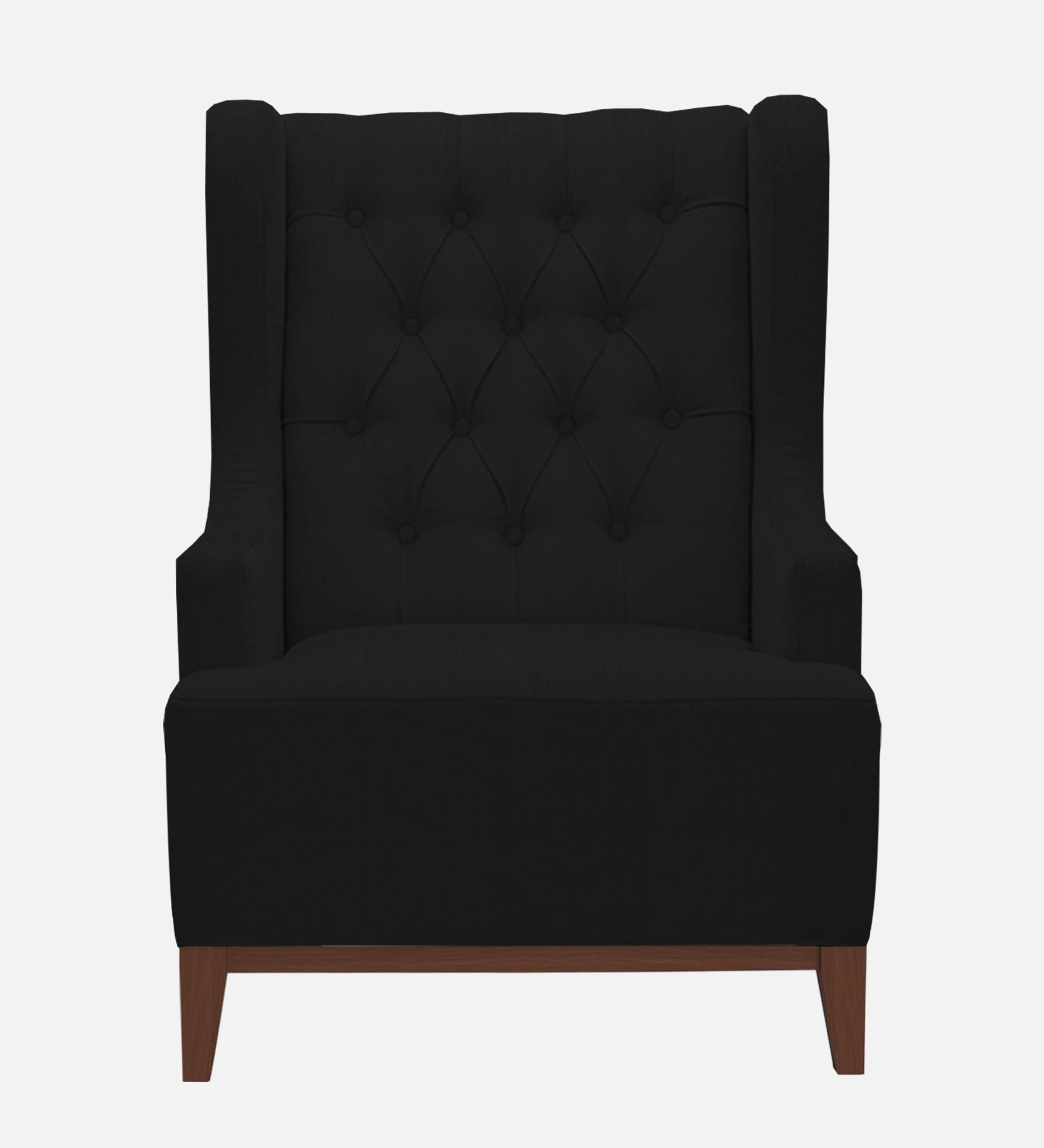 Kuchi Fabric 1 Seater Wing Chair Sofa in Zed Black Colour