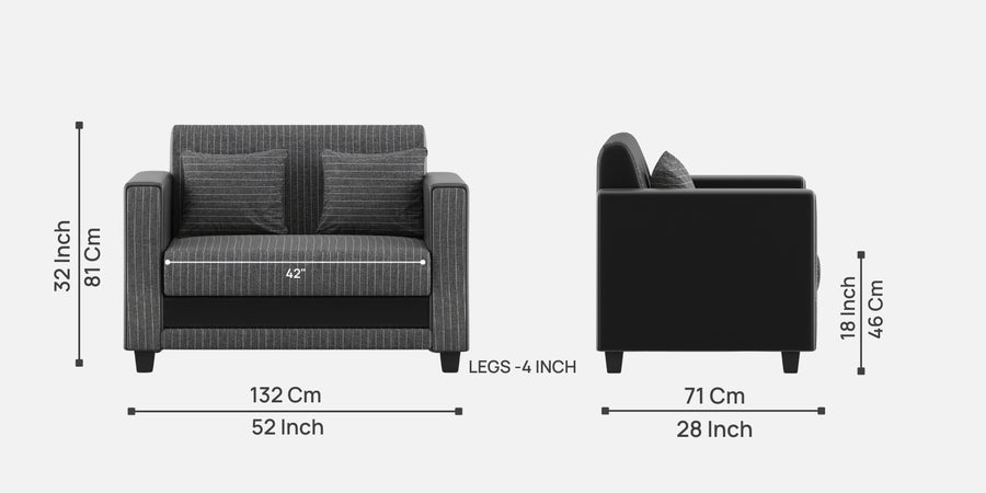 Juno Fabric 2 Seater Sofa In Lama Black Colour - Febonic Living