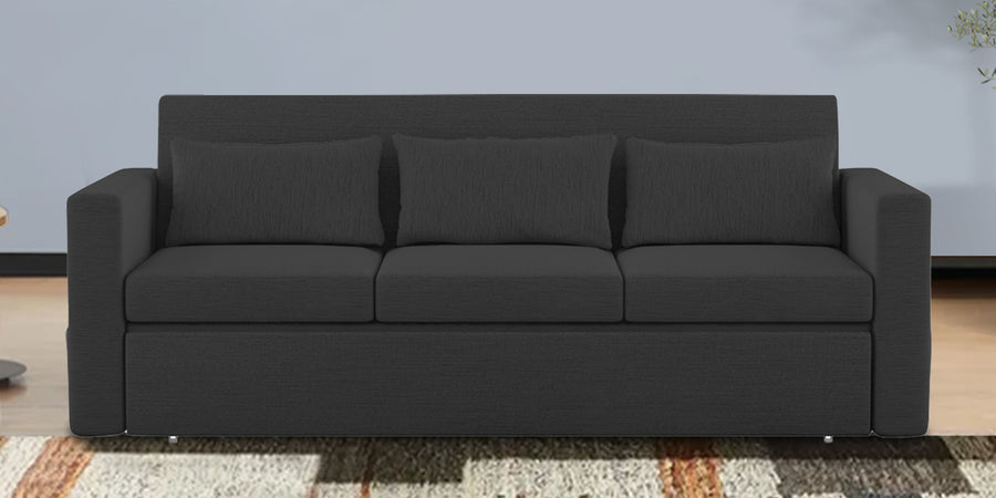 River Fabric 3 Seater Pull Out Sofa Cum Bed In Charcoal Grey Colour - Febonic Living