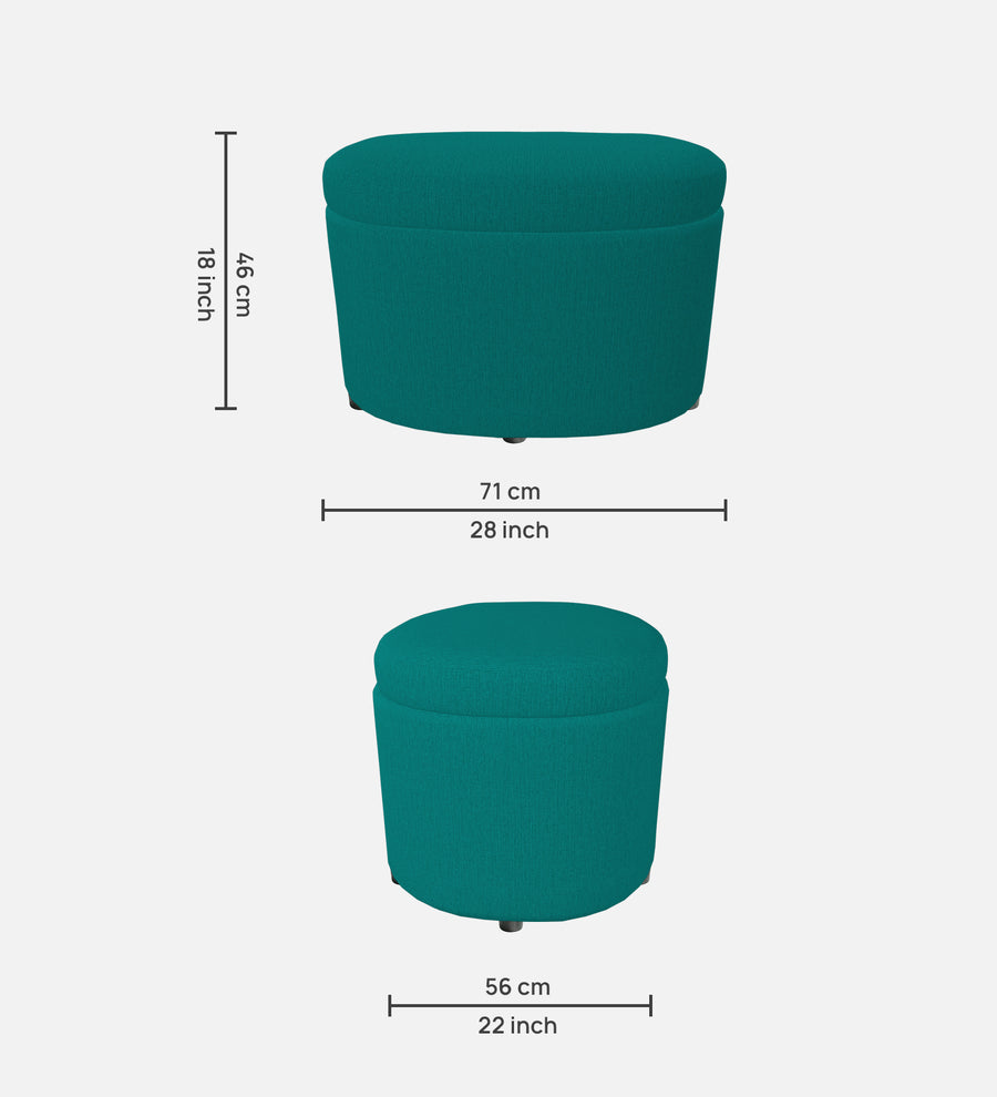Ruggy Fabric Ottoman In Sea Green Colour With Storage - Febonic Living