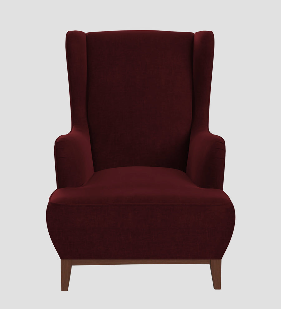 Suri Velvet Wing Chair In Dark Maroon Colour - Febonic Living
