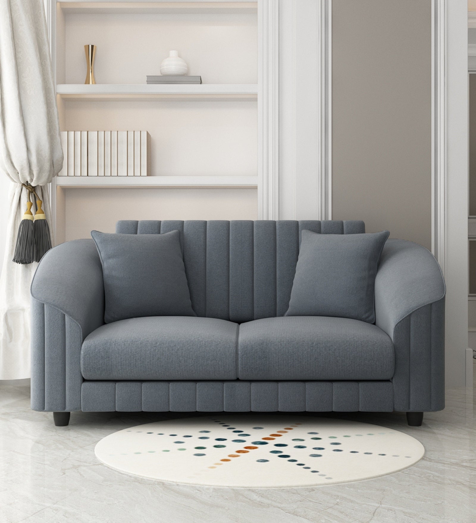 Bubu Velvet 2 Seater Sofa In Pupple Grey Colour
