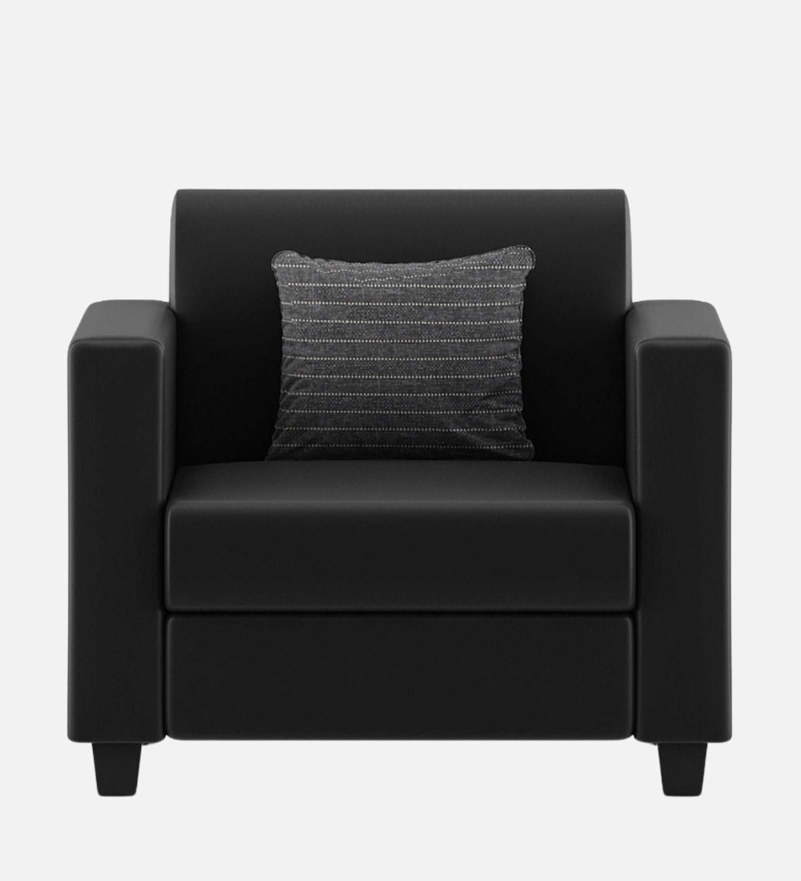 Baley Leatherette 1 Seater Sofa in Dark Black Colour