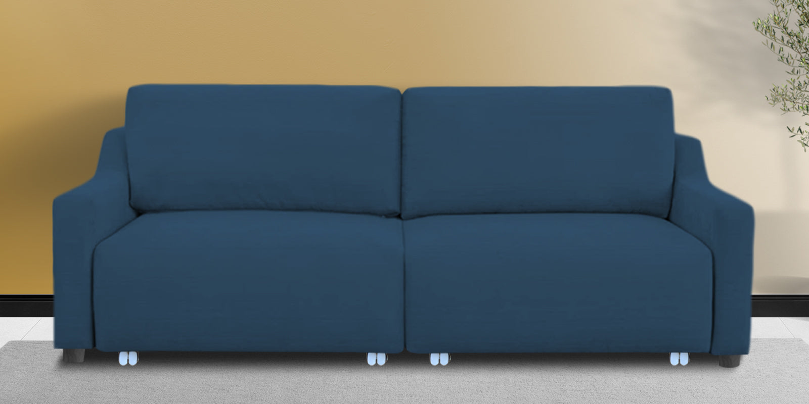 Gabby Fabric 3 Seater Pull Out Sofa Cum Bed In Light Blue Colour