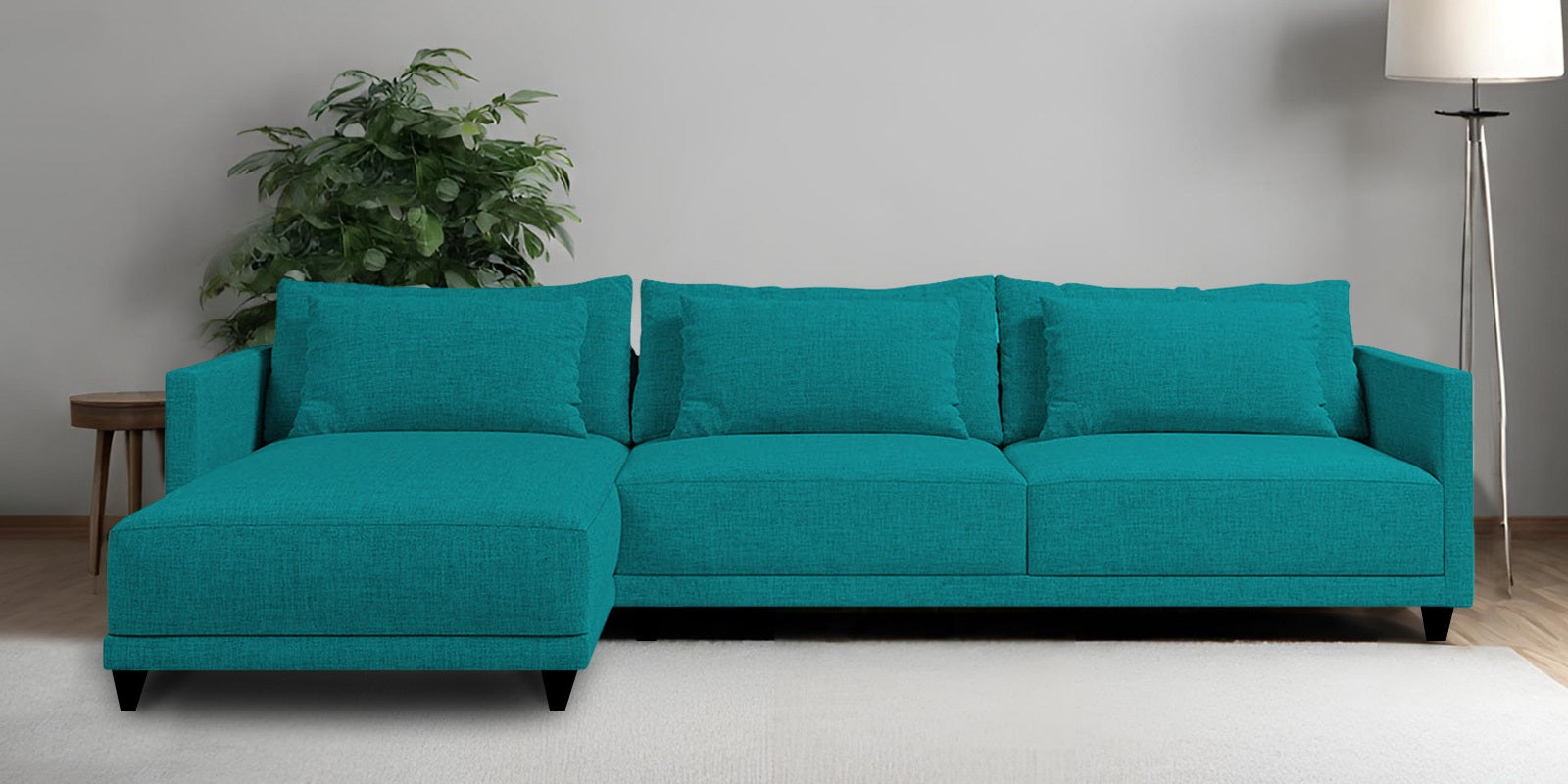 Kera Fabric RHS Sectional Sofa (3+Lounger) In Sea green Colour