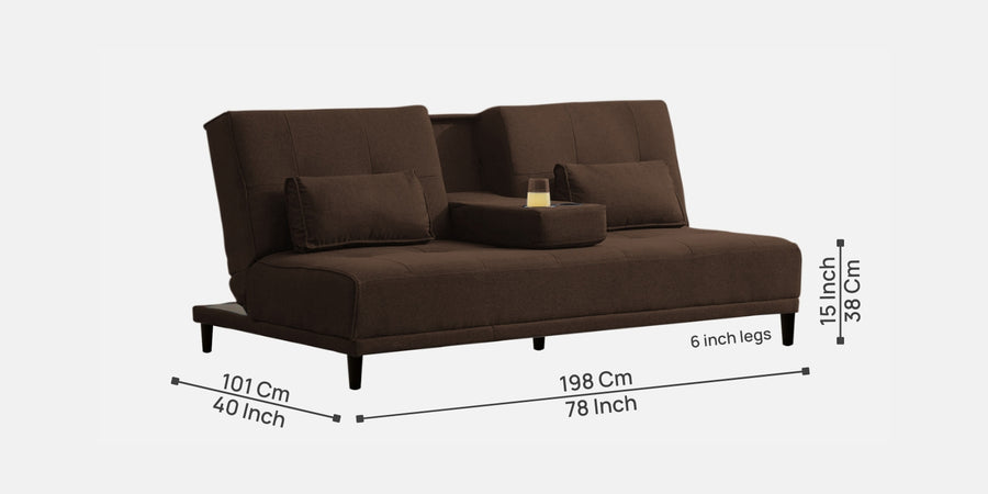 Jerry Fabric 3 Seater Convertible Sofa Cum Bed In Cidar Brown Colour - Febonic Living