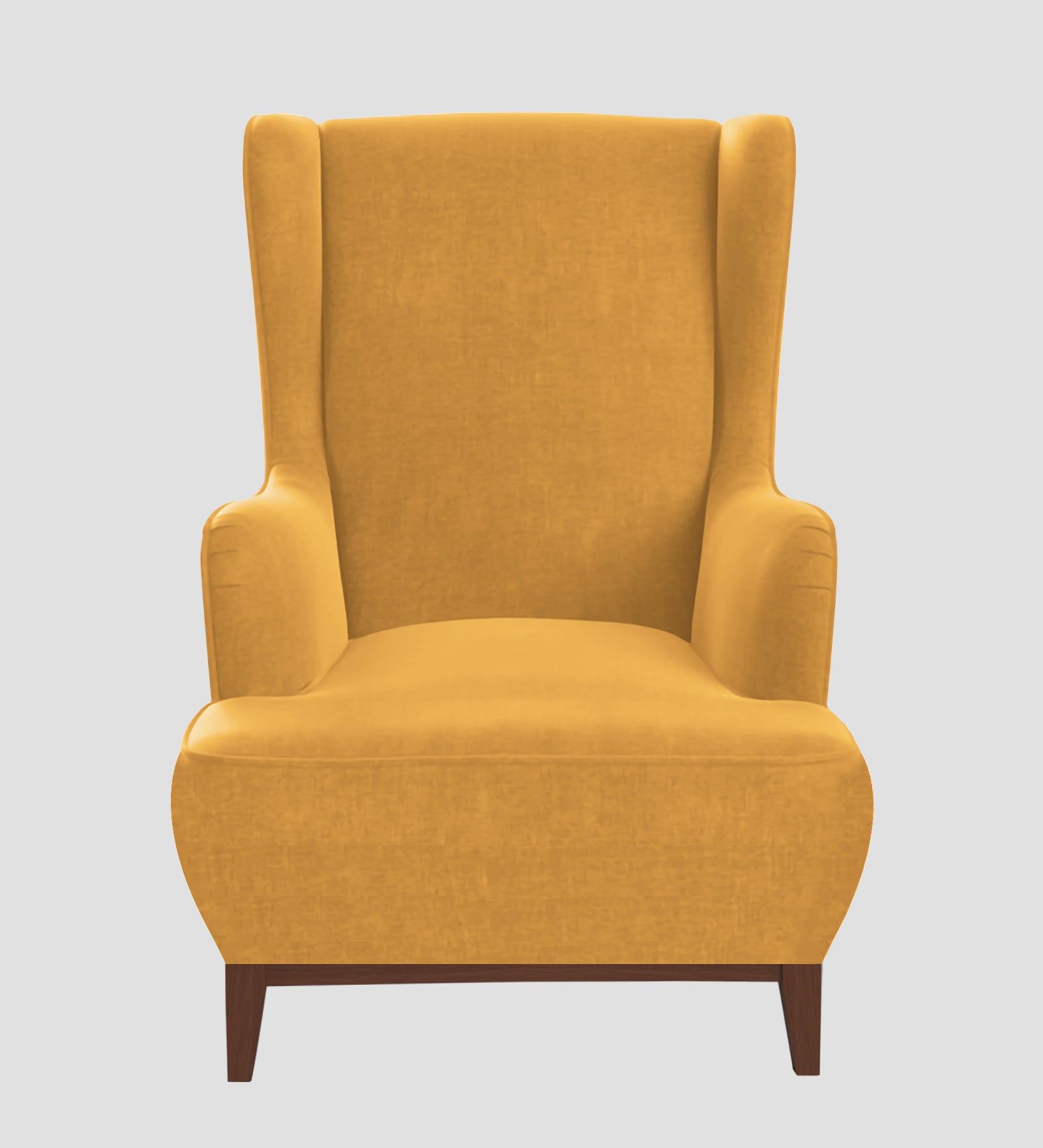 Suri Velvet 1 Seater Wing Chair in Turmeric yellow Colour