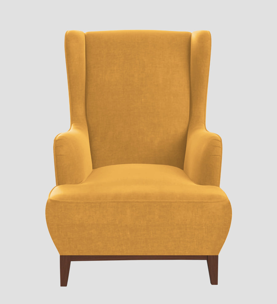 Suri Velvet Wing Chair In Turmeric Yellow Colour - Febonic Living