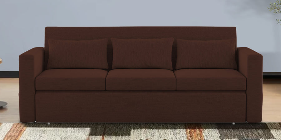 River Fabric 3 Seater Pull Out Sofa Cum Bed In Coffee Brown Colour - Febonic Living