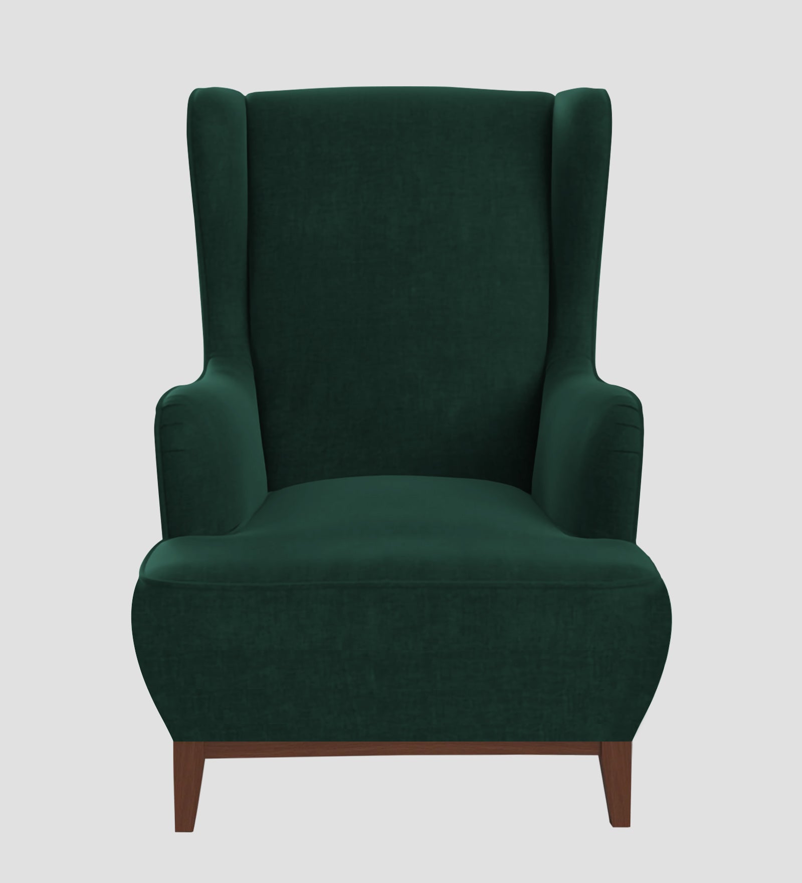 Suri Velvet 1 Seater Wing Chair in Forest Green Colour