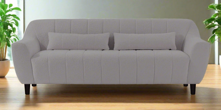 Nesco Boucle Fabric 3 Seater Sofa In Sweden Grey Colour - Febonic Living