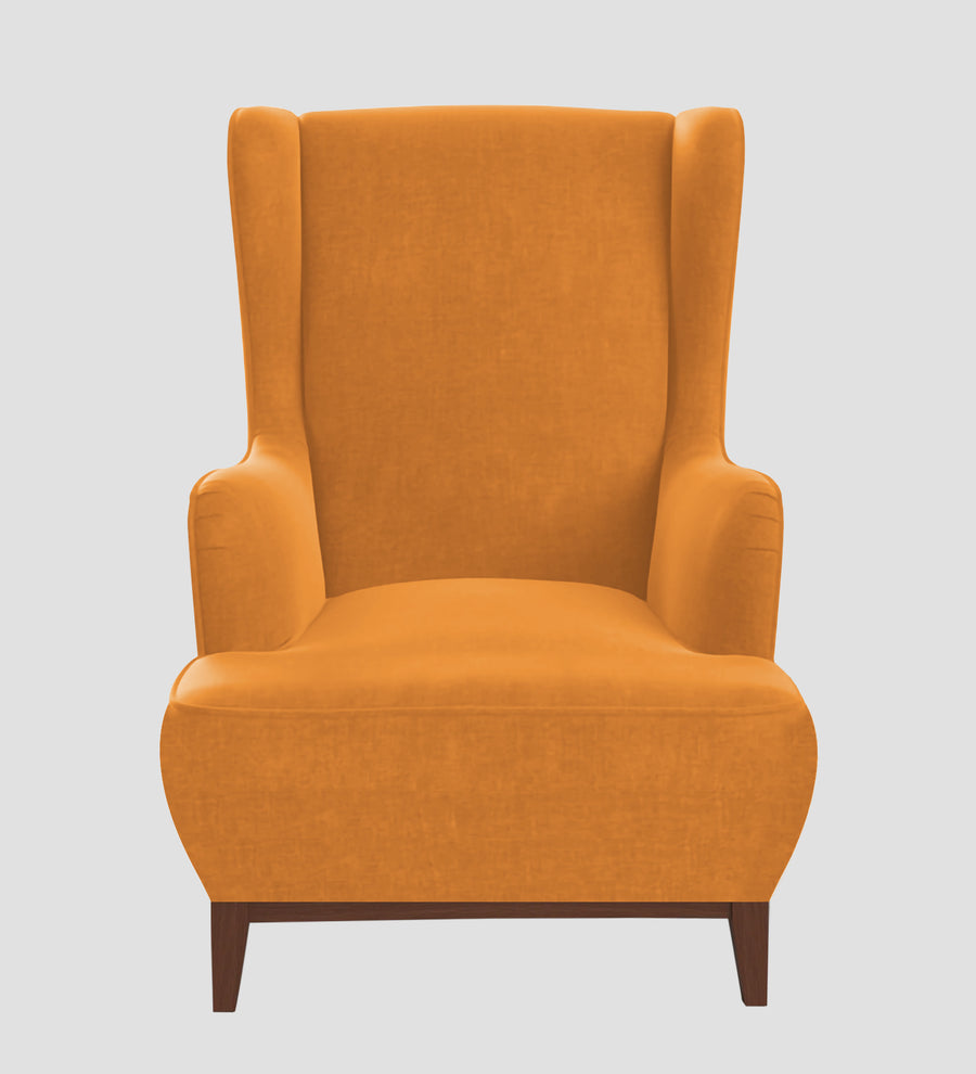 Suri Velvet Wing Chair In Tangerine Orange Colour - Febonic Living