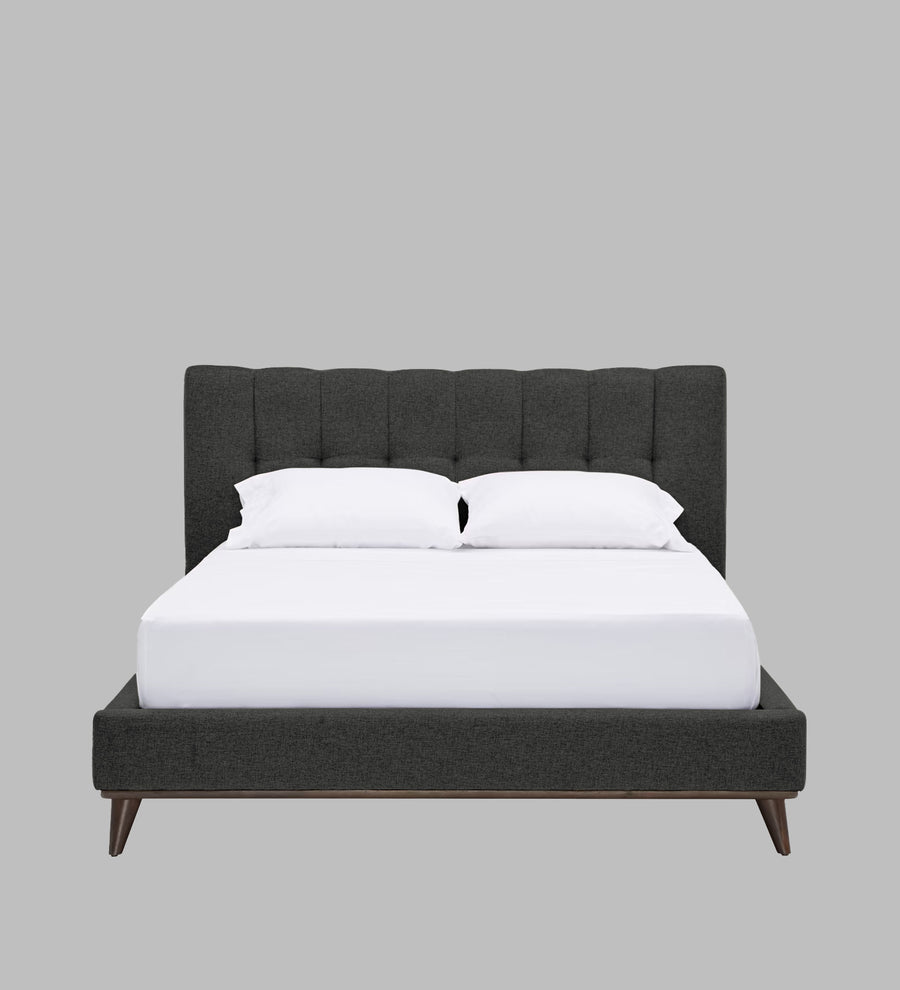 Jasmin Fabric Upholstered Queen Bed In Charcoal Grey Colour - Febonic Living