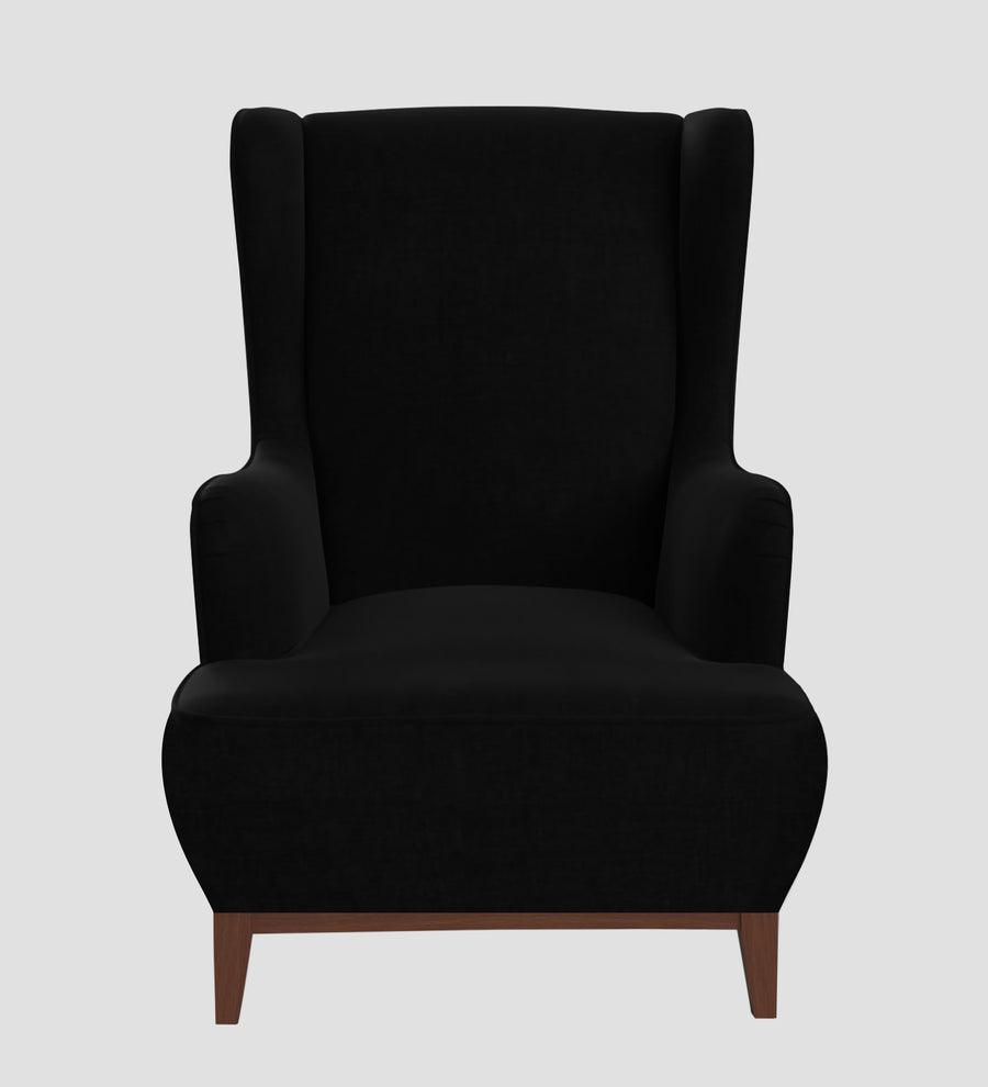 Suri Velvet Wing Chair In Adam Black Colour - Febonic Living