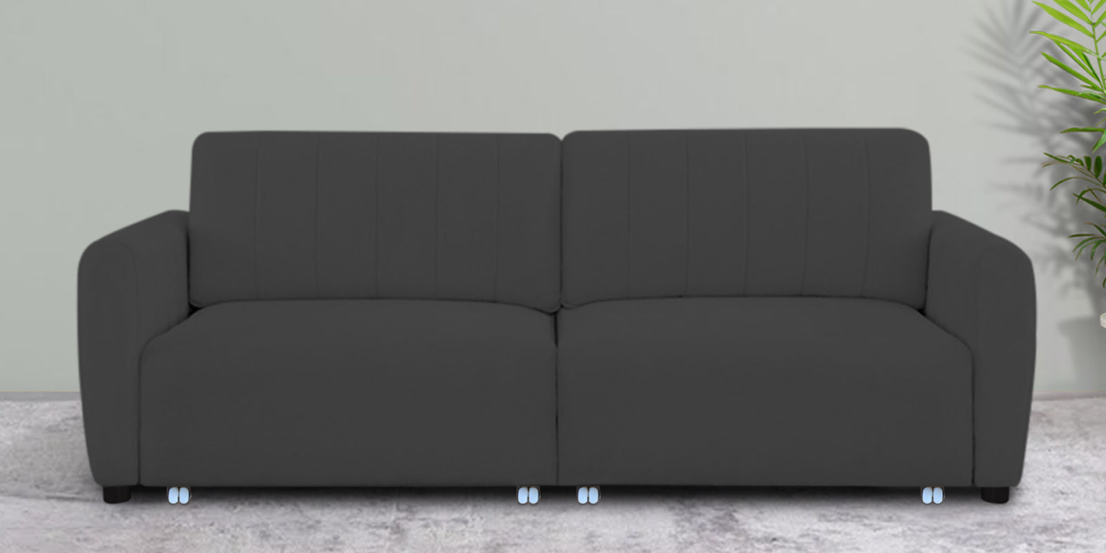 Vima Fabric 3 Seater Pull Out Sofa Cum Bed In Charcoal Grey Colour