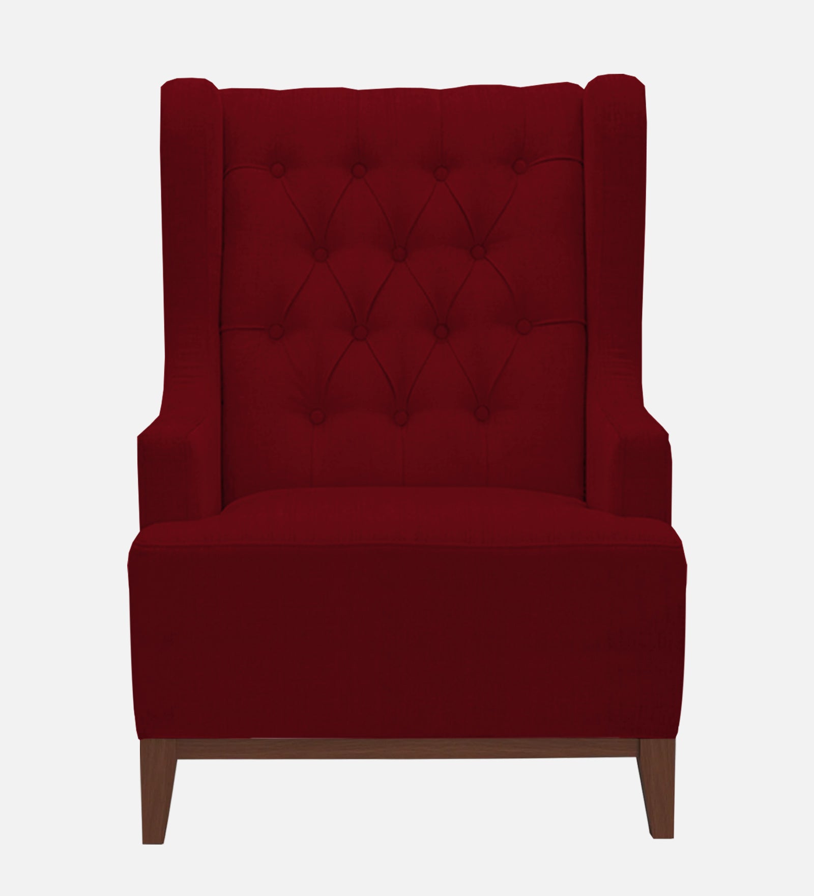 Kuchi Fabric 1 Seater Wing Chair Sofa in Ruby Red Colour