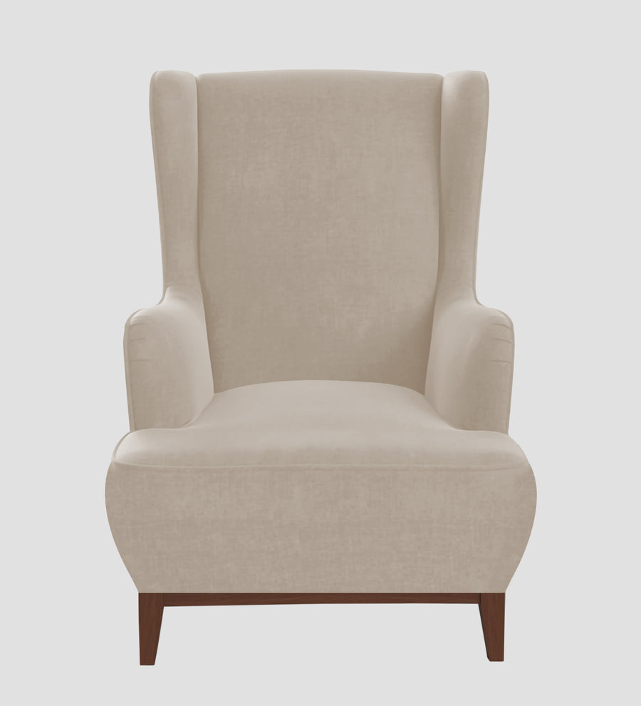 Suri Velvet Wing Chair In Cream Beige Colour - Febonic Living