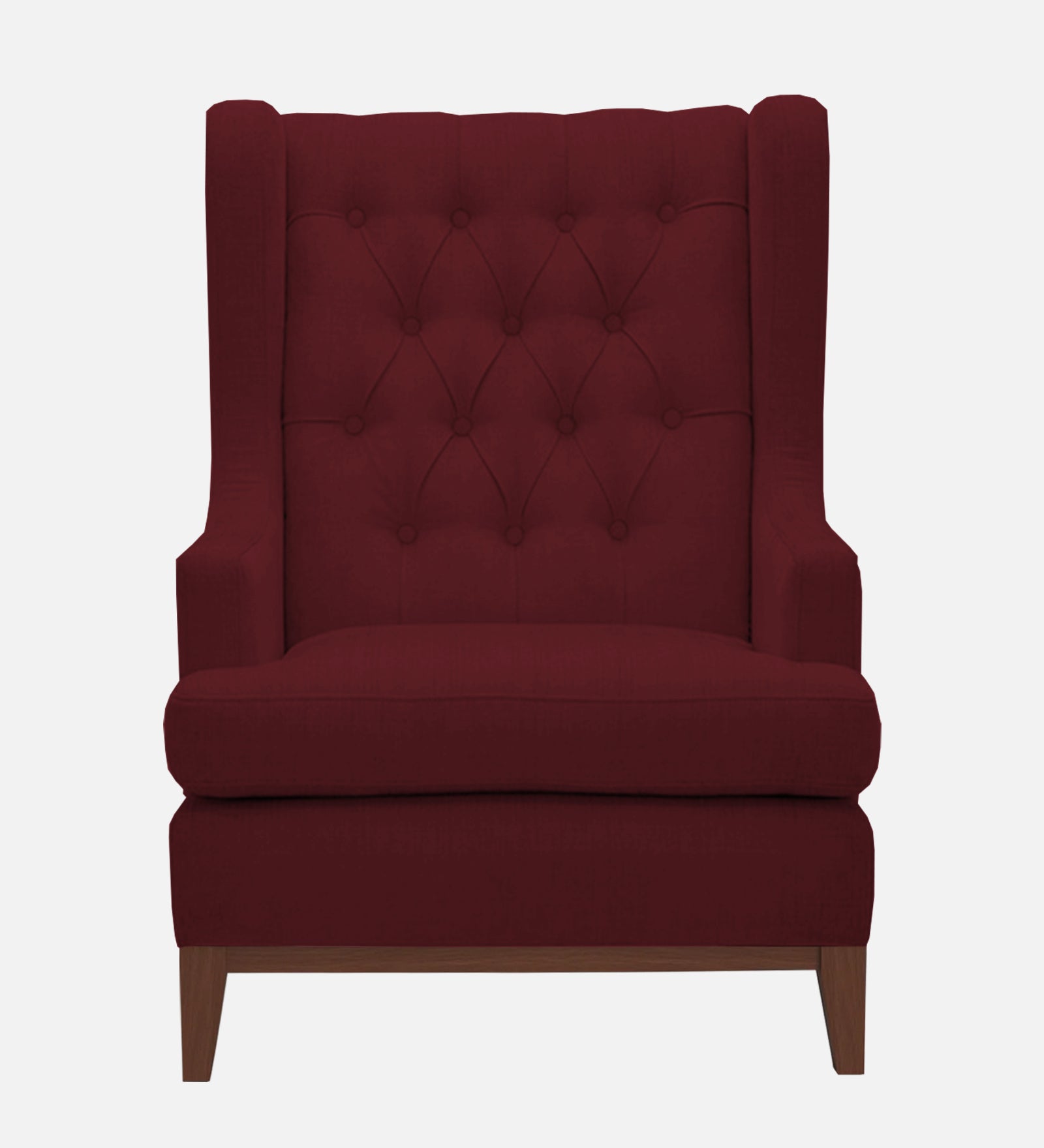 Panas Fabric 1 Seater Wing Chair in Blood Maroon Colour