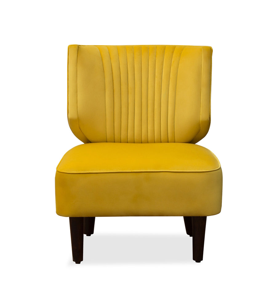 Robby Velvet Slipper Chair In Turmeric Yellow Colour - Febonic Living