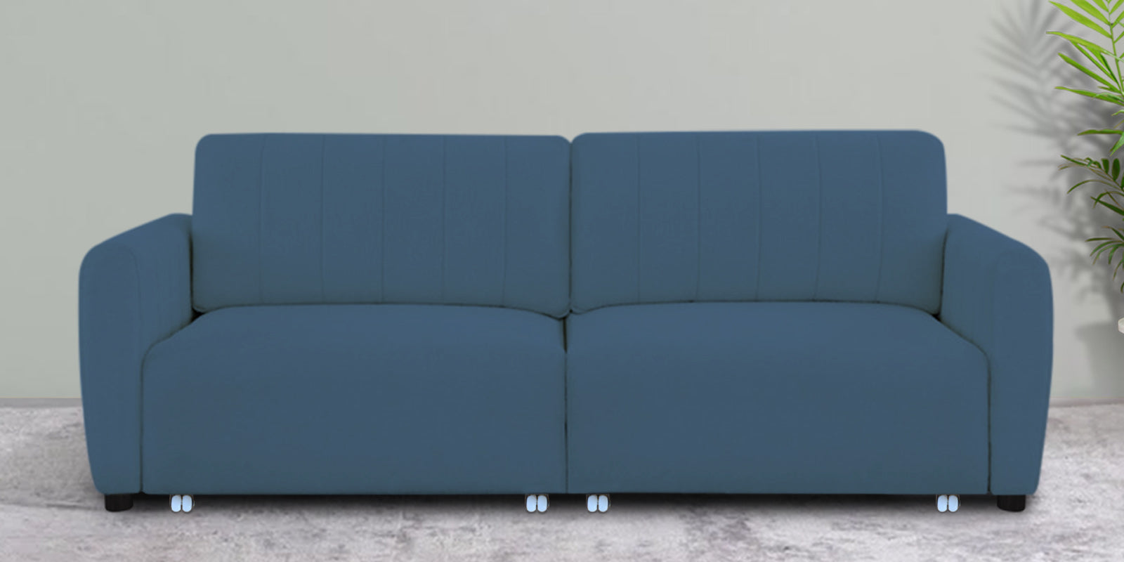 Vima Fabric 3 Seater Pull Out Sofa Cum Bed In Light Blue Colour