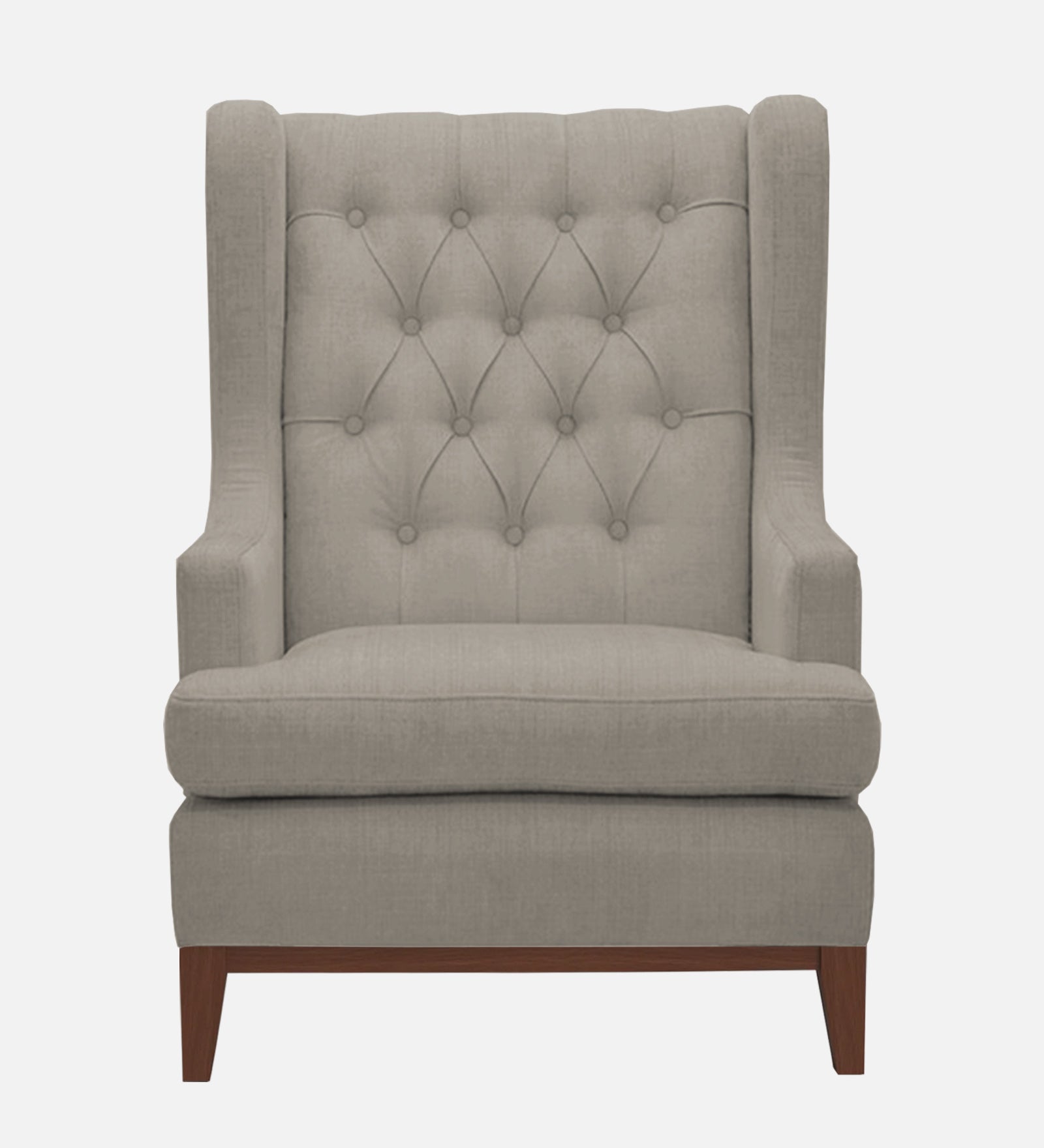 Panas Fabric 1 Seater Wing Chair in Ash Grey Colour