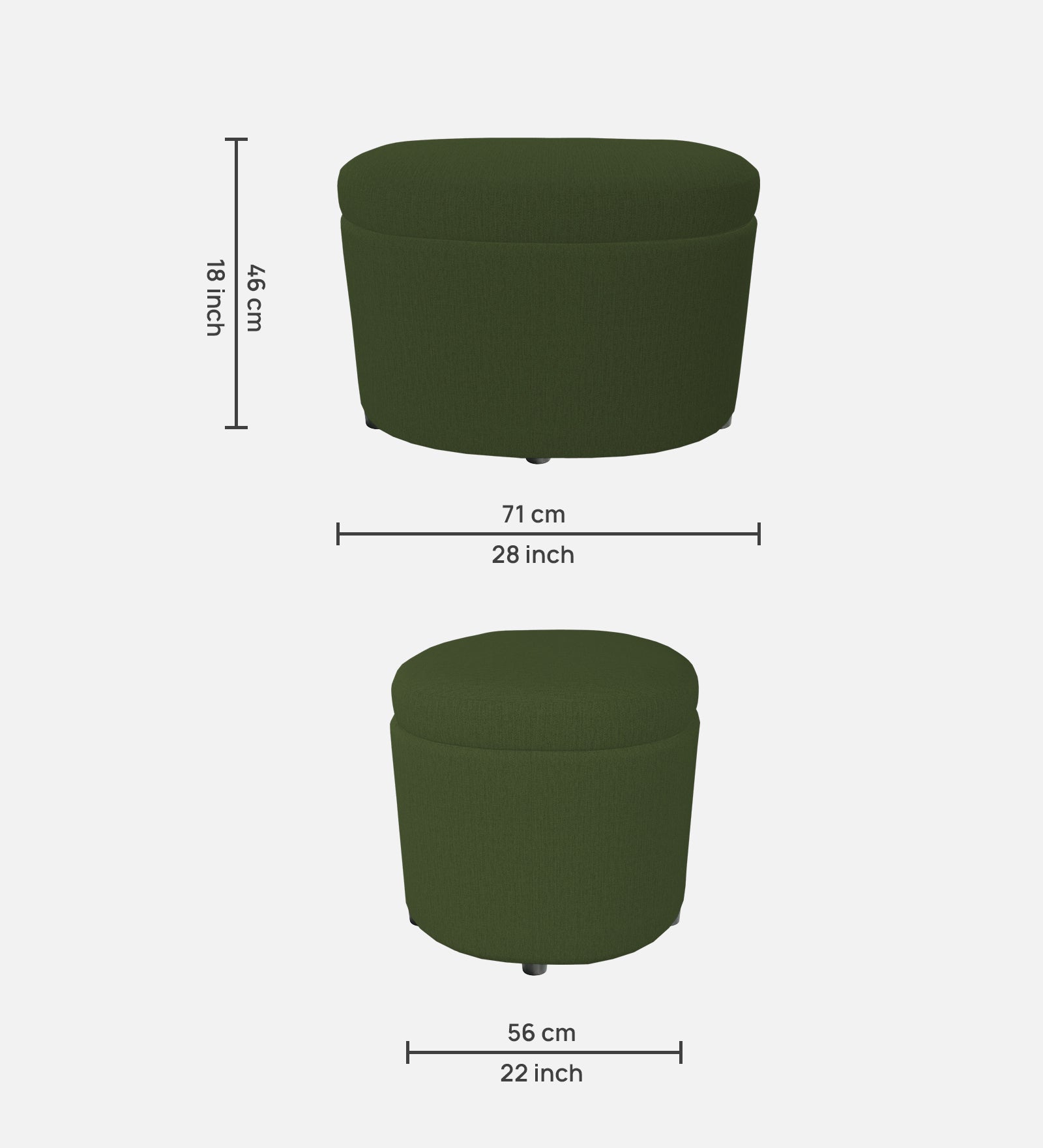 Ruggy Fabric Storage Ottoman in Olive Green Colour