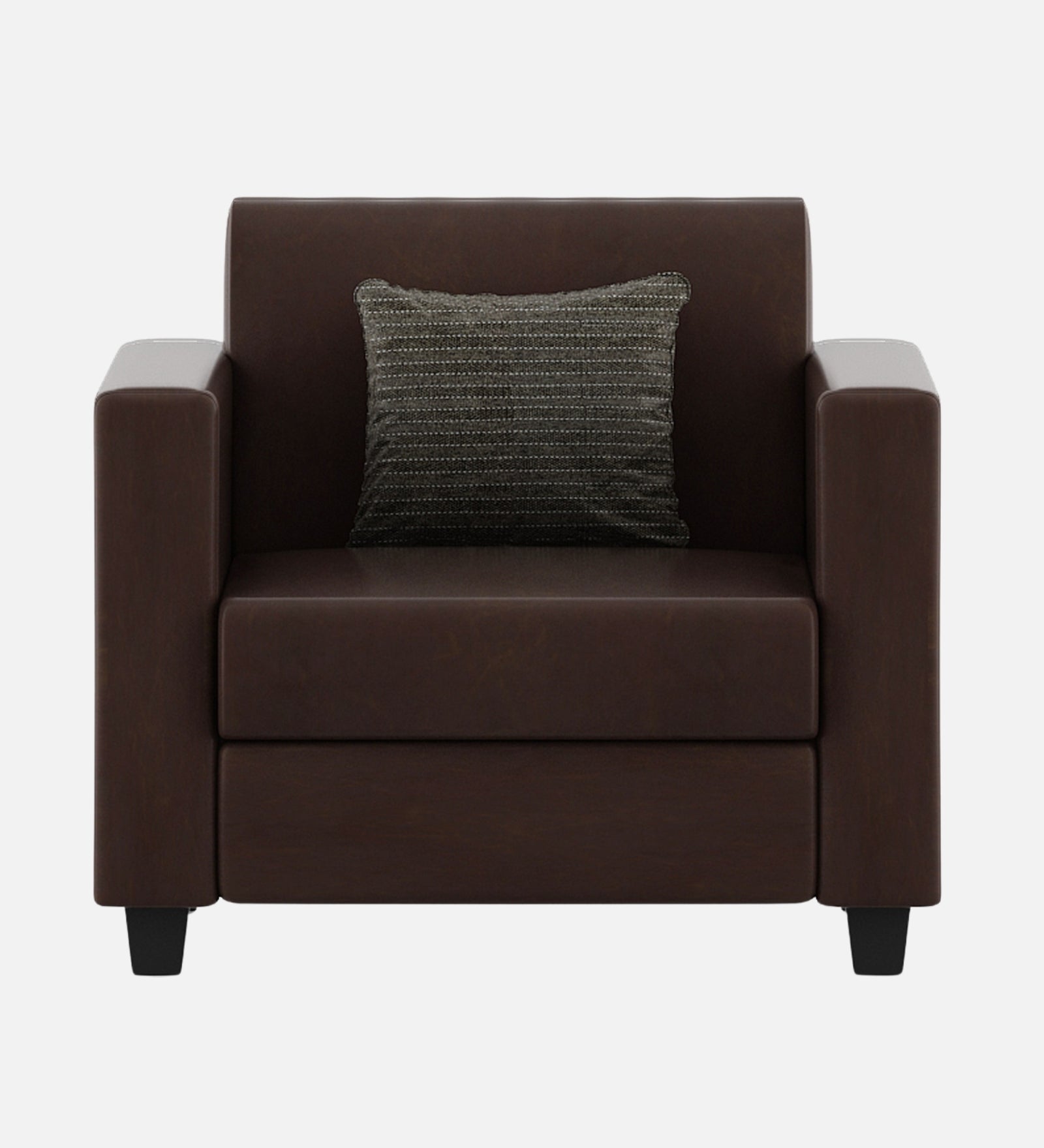 Baley Leatherette 1 Seater Sofa in Dark Brown Colour