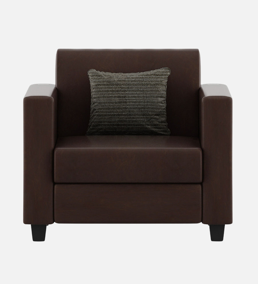 Baley Leatherette 1 Seater Sofa In Dark Brown Colour - Febonic Living