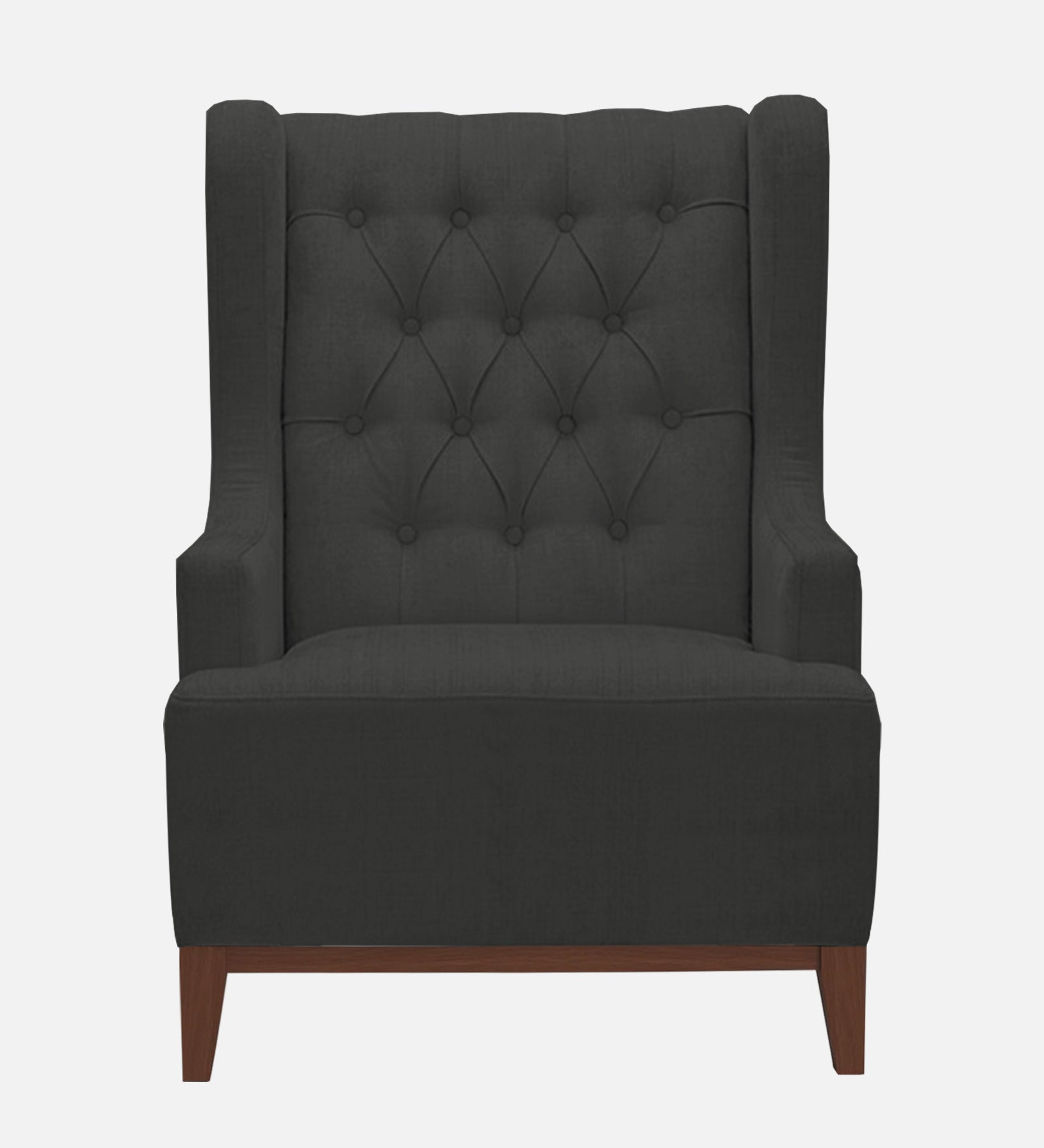 Kuchi Fabric 1 Seater Wing Chair Sofa in Charcoal Grey Colour