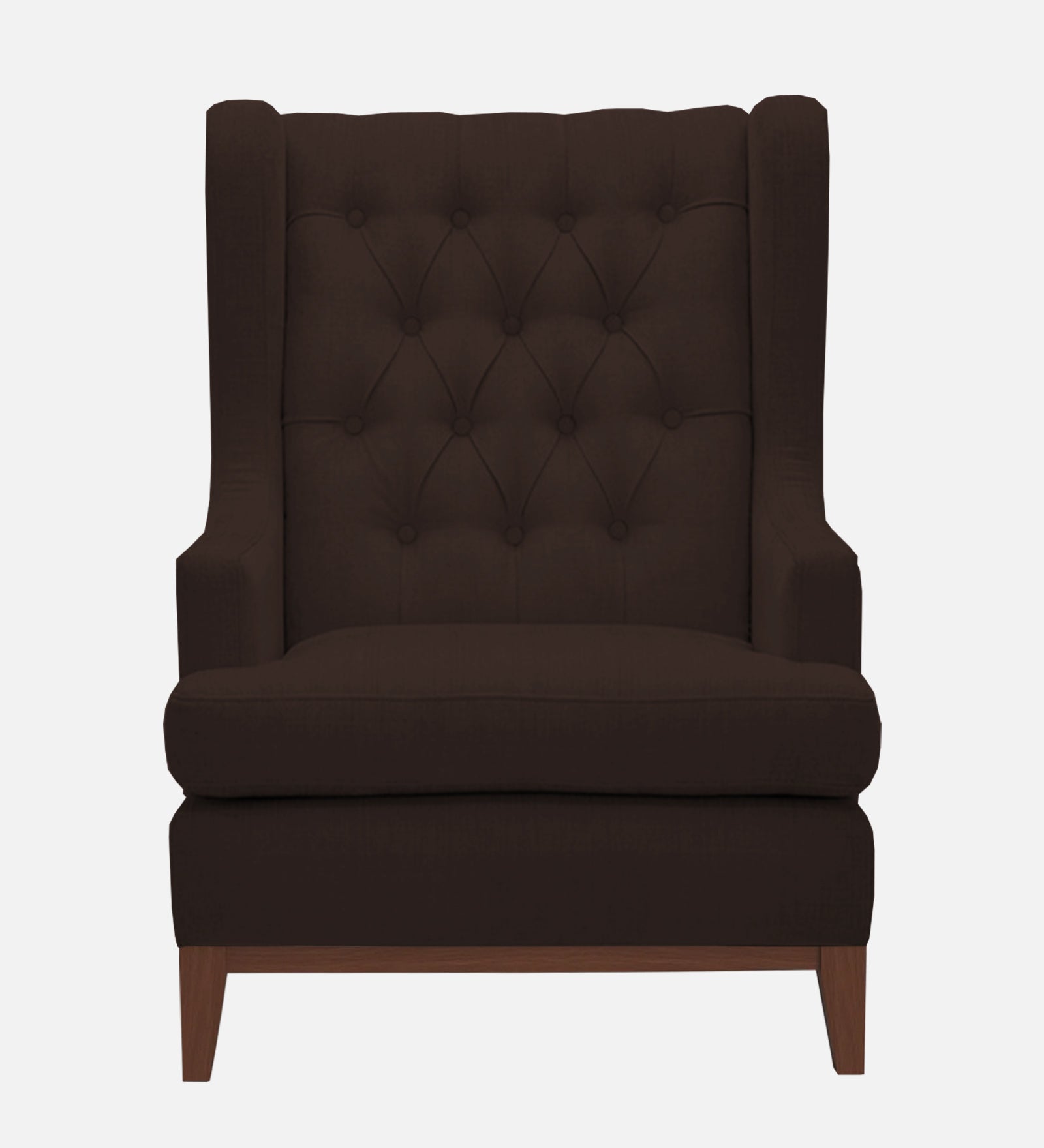 Panas Fabric 1 Seater Wing Chair in Coffee Brown Colour