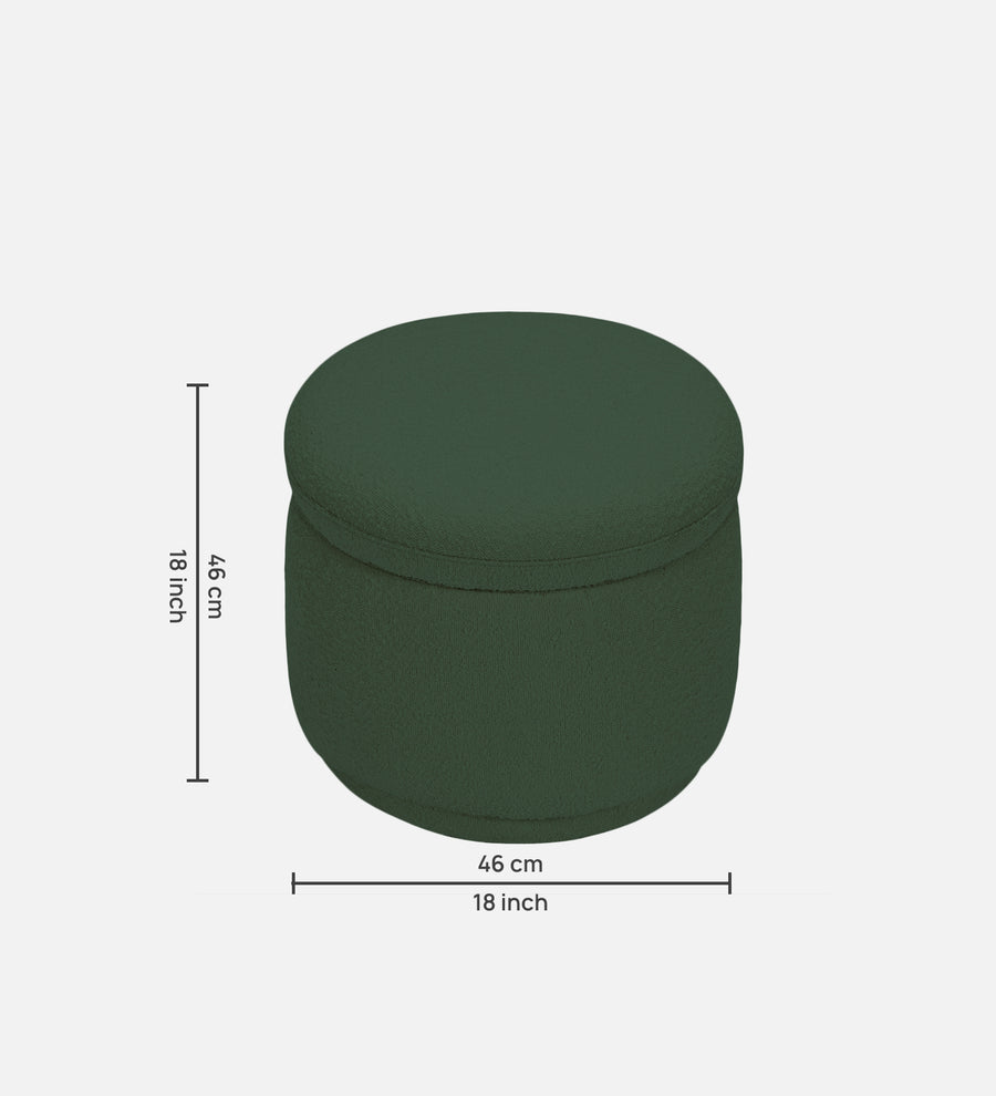 Noki Boucle Fabric Ottoman In Bottle Green Colour With Storage - Febonic Living