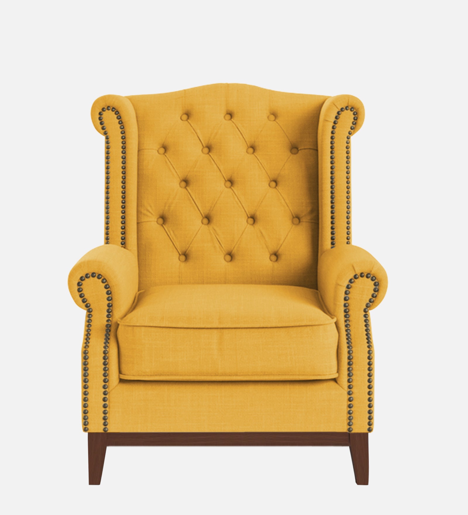 Nory Fabric 1 Seater Wing Chair in Bold Yellow Colour