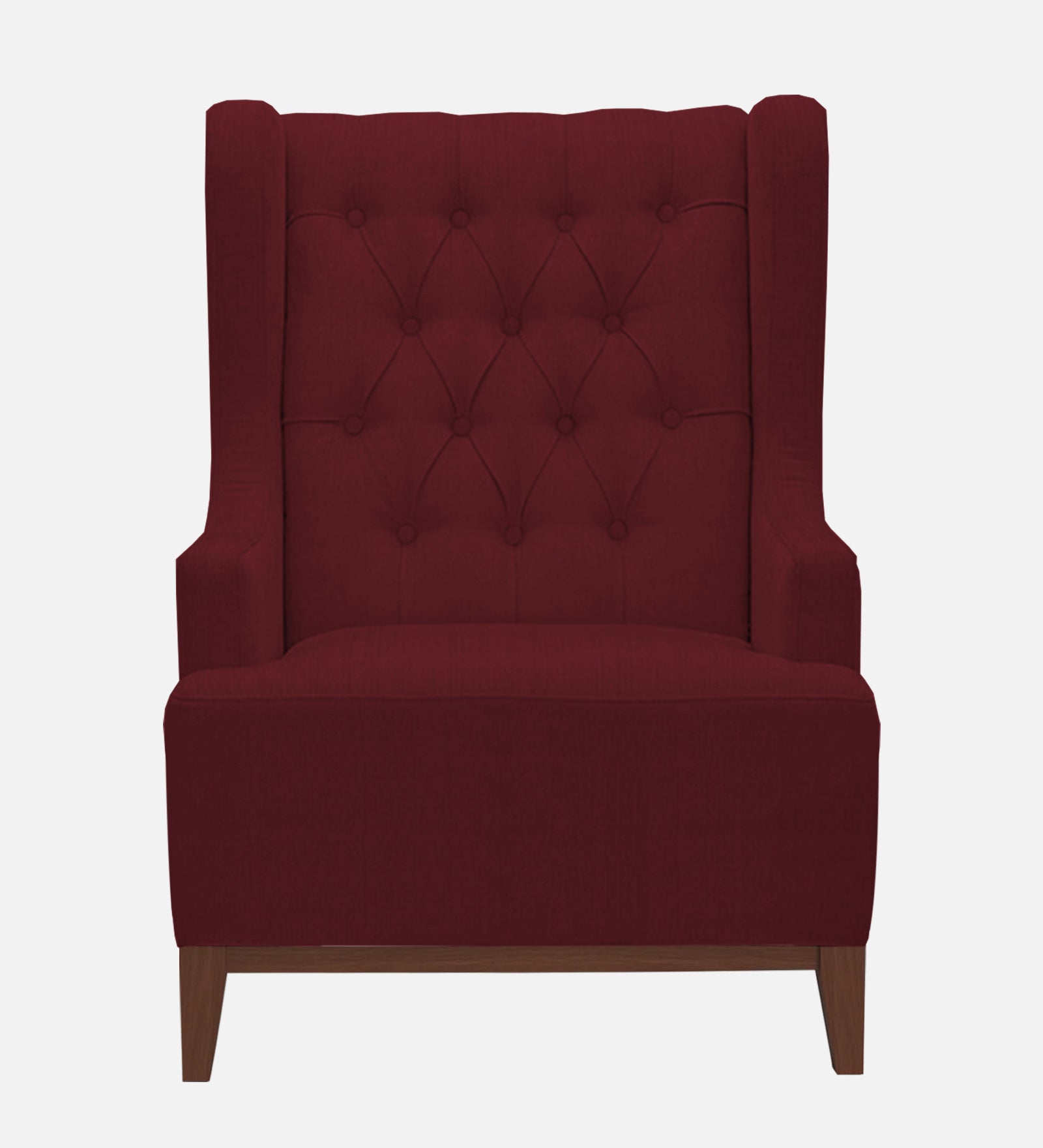 Kuchi Fabric 1 Seater Wing Chair Sofa in Blood Maroon Colour