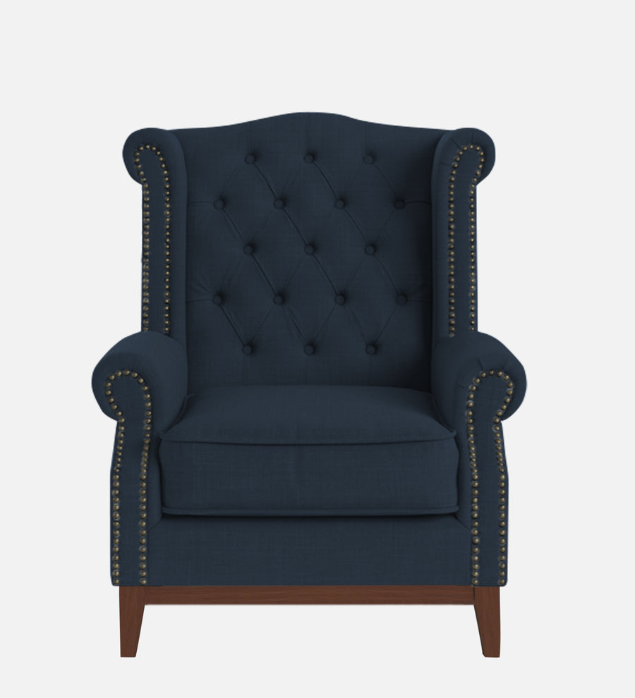 Nory Fabric Wing Chair In Denim Blue Colour - Febonic Living