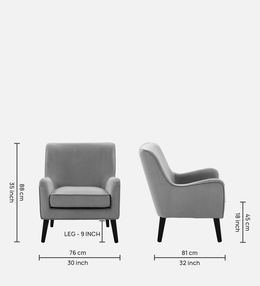 Ame Velvet Arm Chair In Concrete Grey Colour - Febonic Living