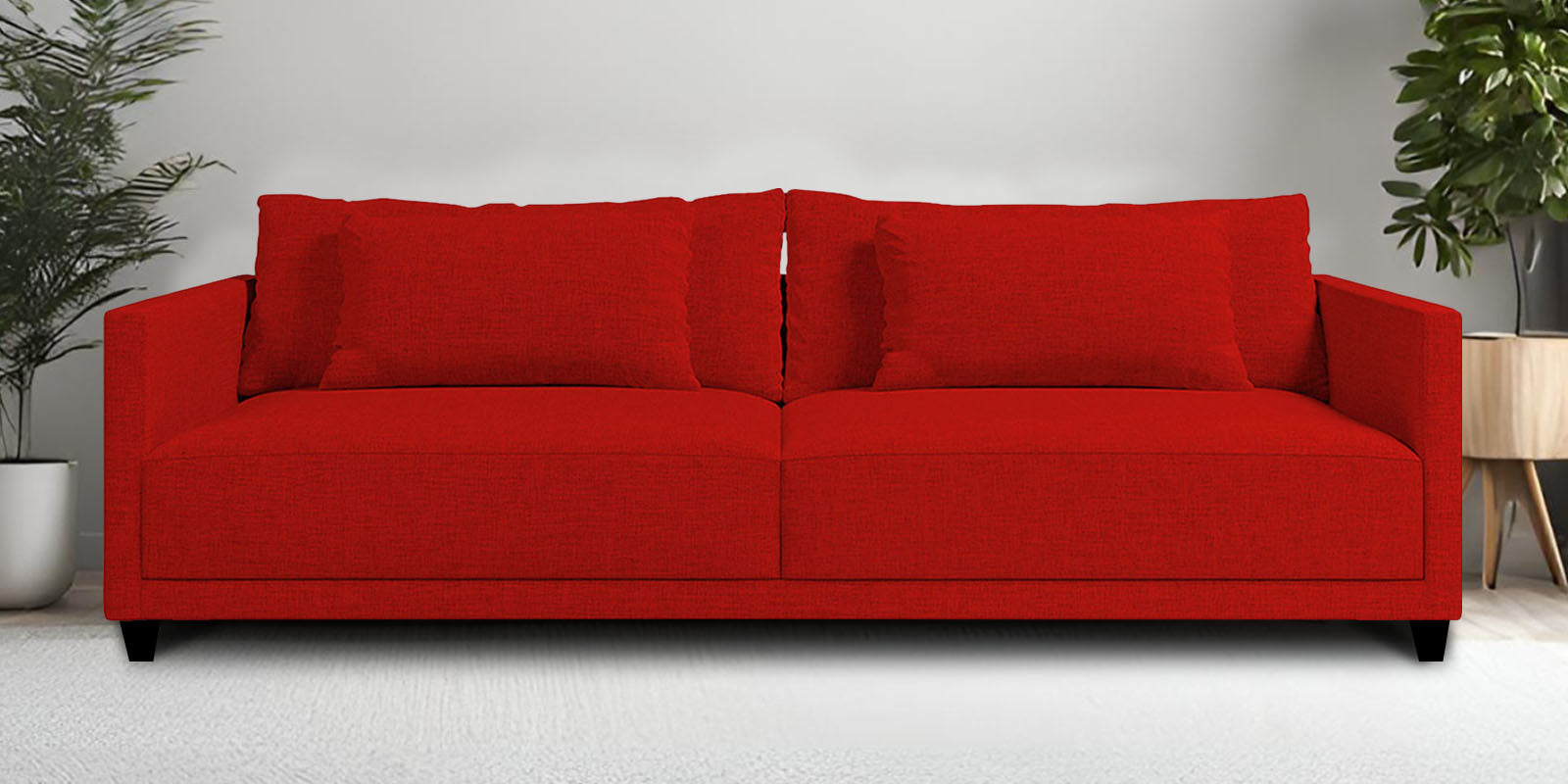 Kera Fabric 3 Seater Sofa in Ruby Red Colour