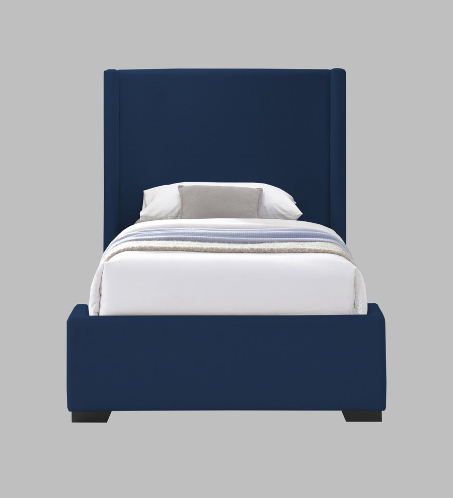 Kirby Fabric Upholstered Single Size Bed In Royal Blue Colour - Febonic Living