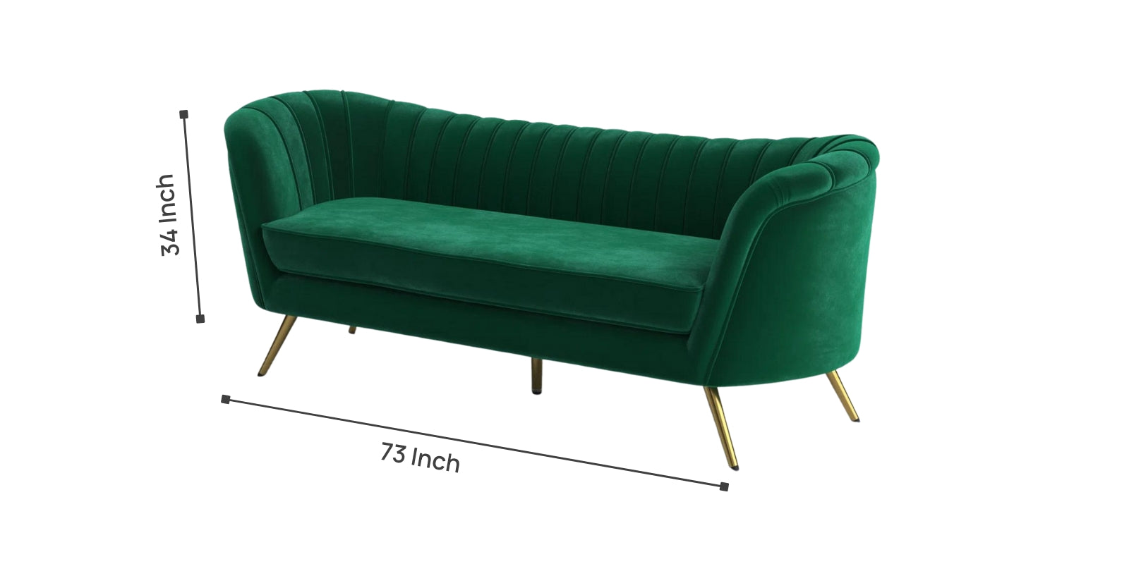 Tiber Velvet 3 Seater Sofa In Amazon Green Colour