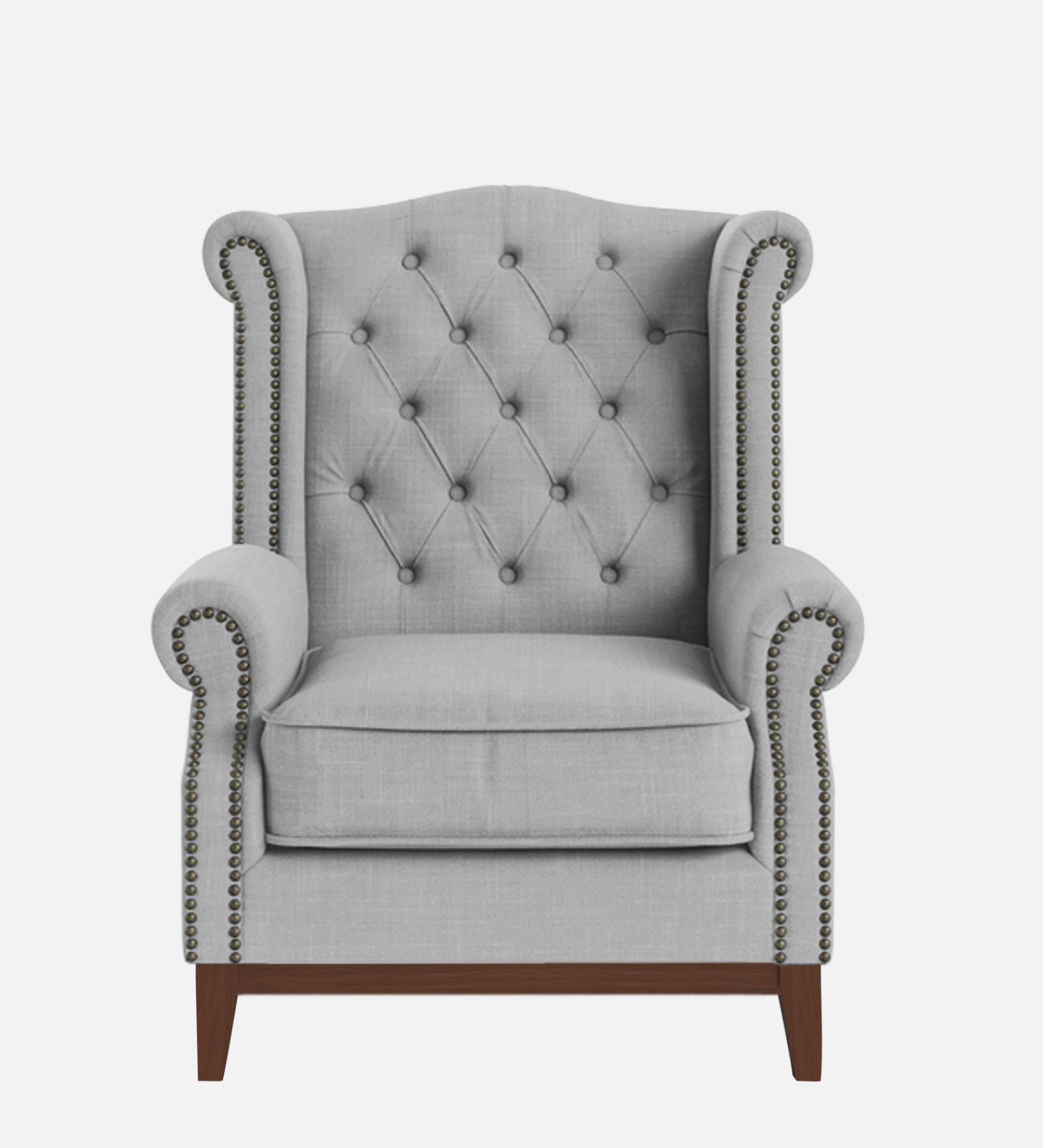 Nory Fabric 1 Seater Wing Chair in Lit Grey Colour