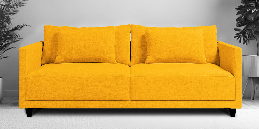 Kera Fabric 2 Seater Sofa In Bold Yellow Colour - Febonic Living