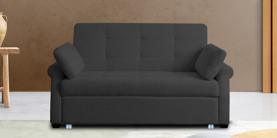 Fornia Fabric 3 Seater Pull Out Sofa Cum Bed In Charcoal Grey Colour - Febonic Living