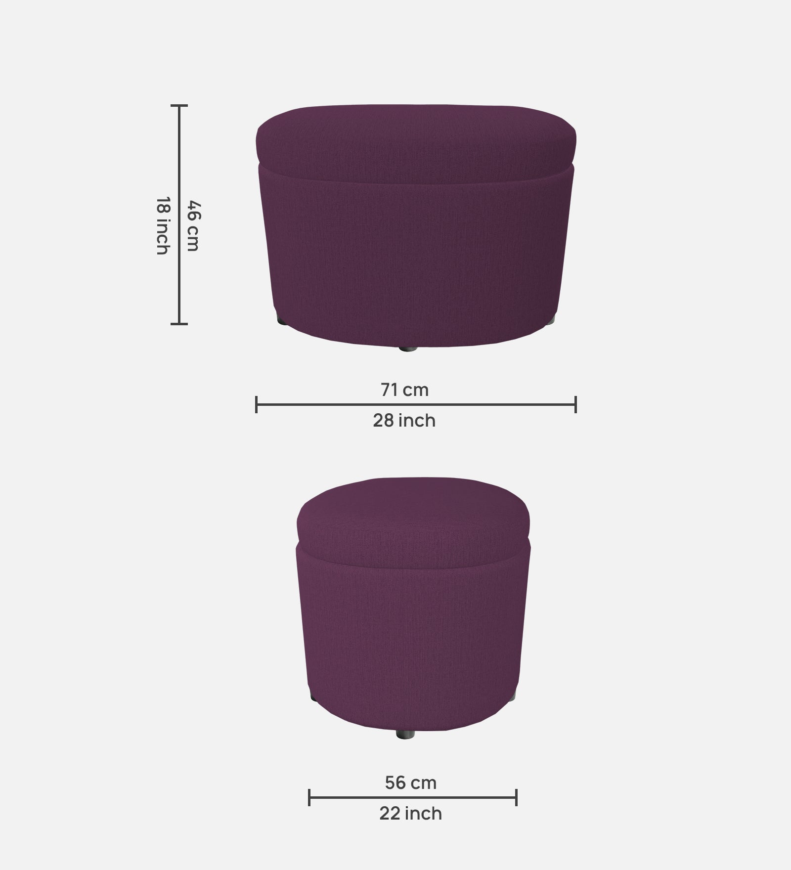 Ruggy Fabric Storage Ottoman in Greek Purple Colour