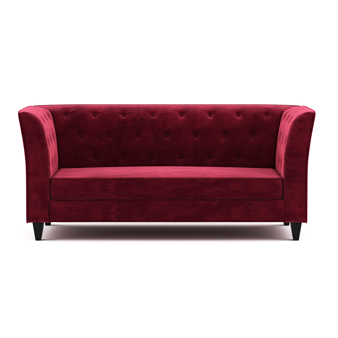 Silk Velvet 3 Seater Sofa In Dark Maroon Colour