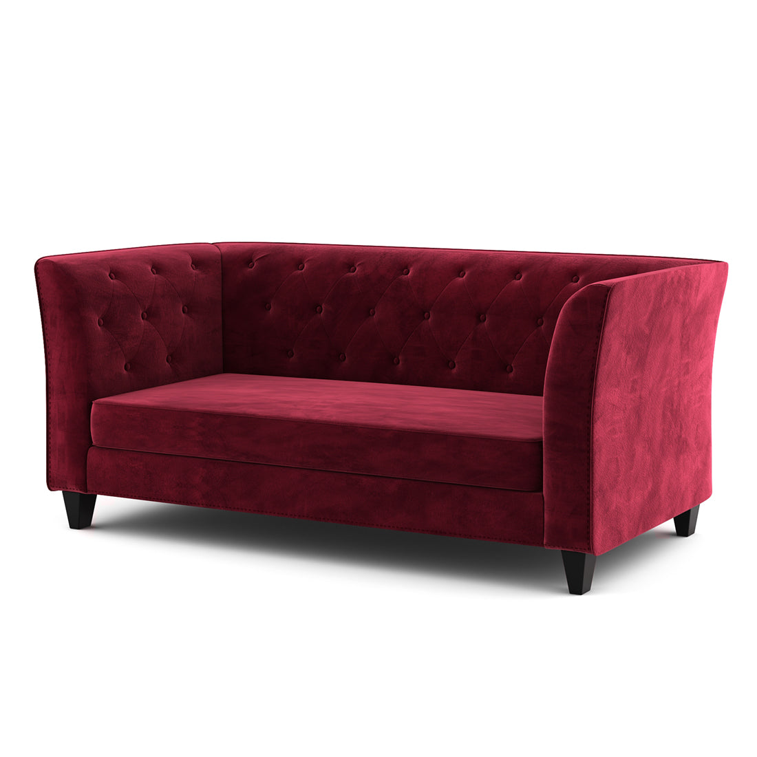 Silk Velvet 3 Seater Sofa In Dark Maroon Colour